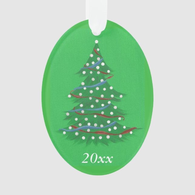 Red White Blue Patriotic Christmas Tree Ornaments (Front)