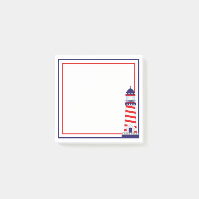 Red White Blue Patriotic Lighthouse Post-It Notes (Front)