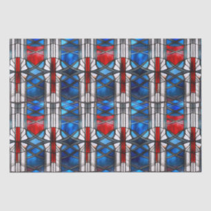 Red White Blue Patriotic Stained Glass 4th of July Tissue Paper