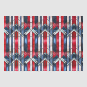 Red White Blue Patriotic Stained Glass 4th of July Tissue Paper