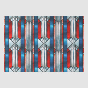 Red White Blue Patriotic Stained Glass 4th of July Tissue Paper