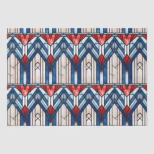 Red White Blue Patriotic Stained Glass 4th of July Tissue Paper