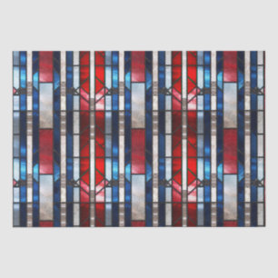 Red White Blue Patriotic Stained Glass 4th of July Tissue Paper