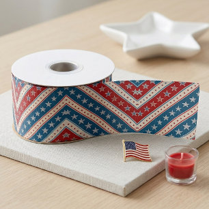 Red White Blue Patriotic Stars and Stripes Elegant Grosgrain Ribbon