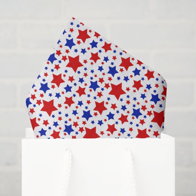 Red white blue Patriotic stars pattern tissue Paper (Gift Bag)