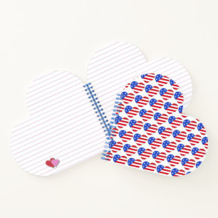 Red White Blue Patriotic Stars Stripes USA Heart Notebook