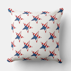 Red White & Blue Patriotic Stars Throw Pillow
