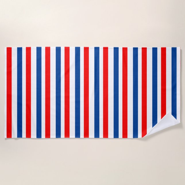 Red White Blue Patriotic Stripes Beach Towel (Front)