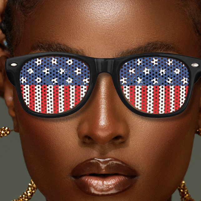 Red White & Blue Patriotic USA American Flag Retro Retro Sunglasses (usa american flag stars and stripes retro sunglasses)