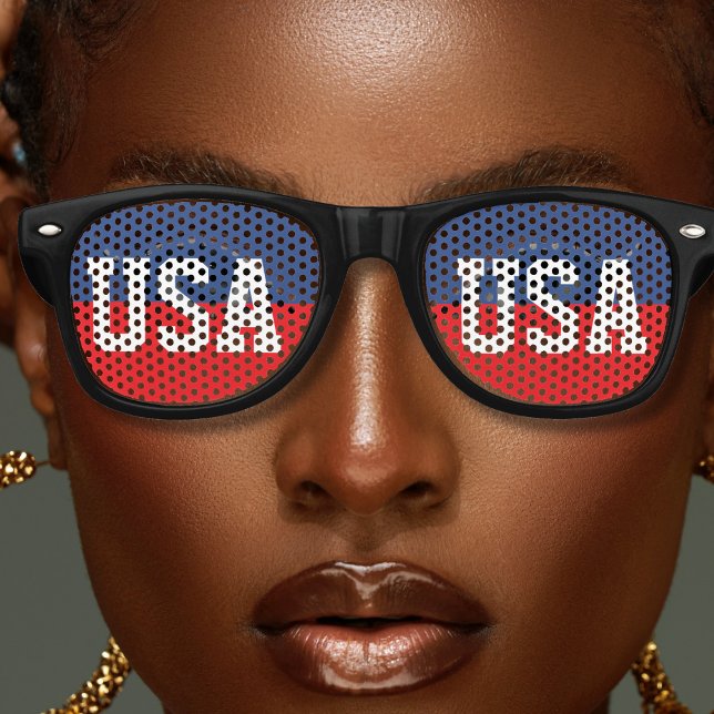 Red White & Blue Patriotic USA American Retro Retro Sunglasses (red white and blue usa retro sunglasses)