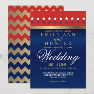 Red, White & Blue Patriotic Wedding Invitation