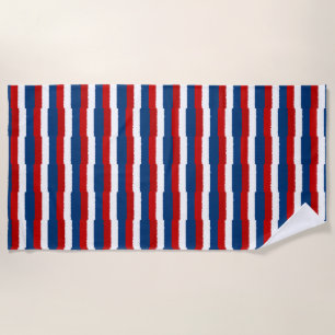Red White Blue Pattern Beach Towel