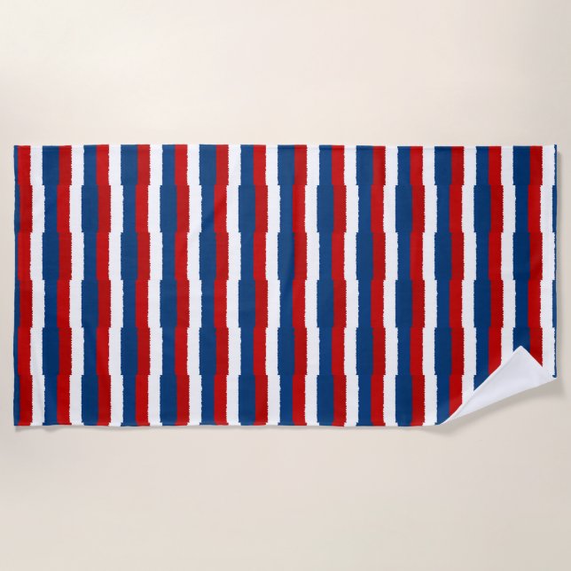 Red White Blue Pattern  Beach Towel (Front)