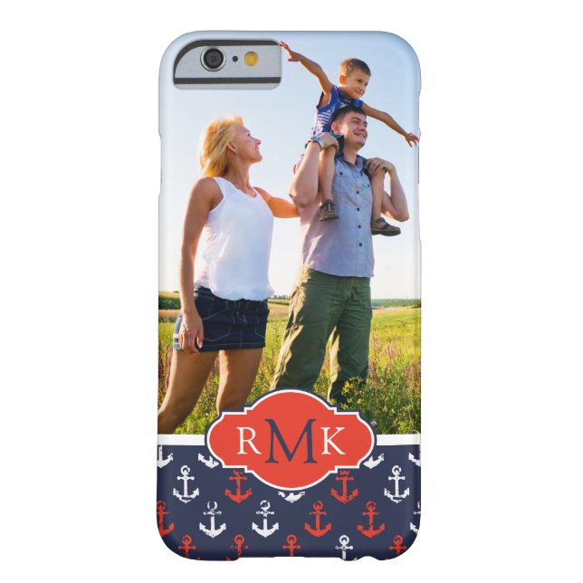 Red White & Blue Pattern| Your Photo & Monogram Case-Mate iPhone Case (Back)