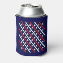 Red White & Blue Patterned Can Cooler