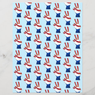 Red White Blue Peace Sign Hands Pattern Paper