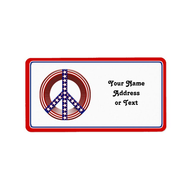 Red White & Blue Peace Sign Label (Front)