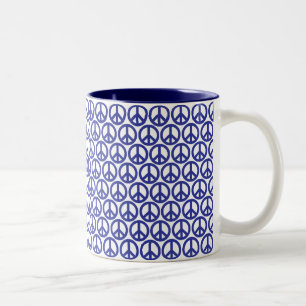 Red White & Blue Peace Two-Tone Coffee Mug