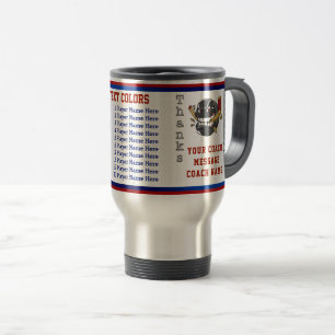 Red, White, Blue Personalised Hockey Coach Gifts Travel Mug