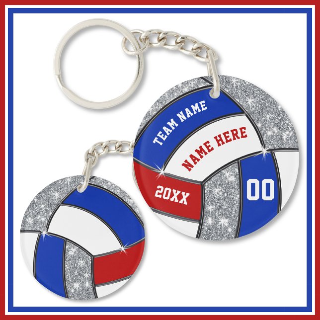 Red White Blue, Personalised Volleyball Keychains (Red, White and Blue, Personalized Volleyball Keychains. Volleyball Senior Night Ideas. Volleyball.)