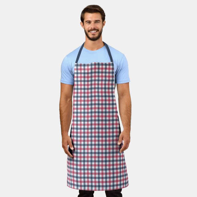 Red White Blue plaid Apron (Worn)