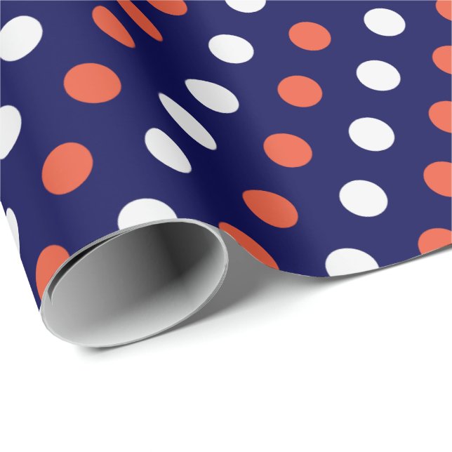 Red White & Blue Poklka Dot Gift Wrap (Roll Corner)