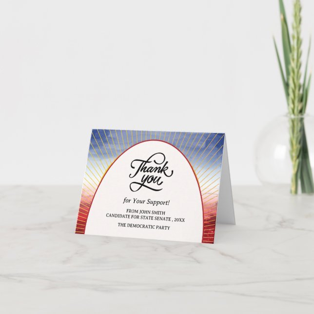 Red White & Blue Political Campaign Event  Thank You Card (Front)