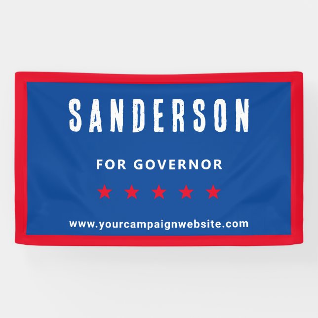 Red White Blue Political Election Campaign Name Banner (Horizontal)