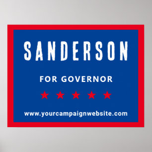 Red White Blue Political Election Campaign Name Poster