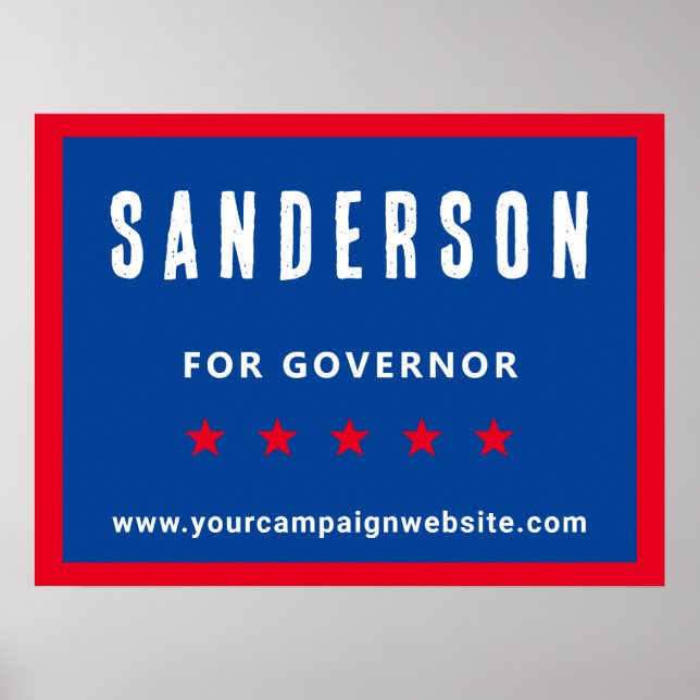 Red White Blue Political Election Campaign Name Poster (Front)
