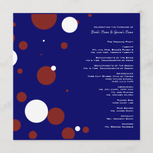 Red, White, Blue Polka Dots Wedding Program Programme