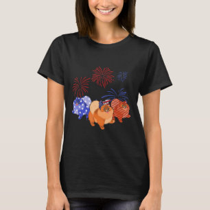 Red White Blue Pomeranian American Flag 4th Of Jul T-Shirt
