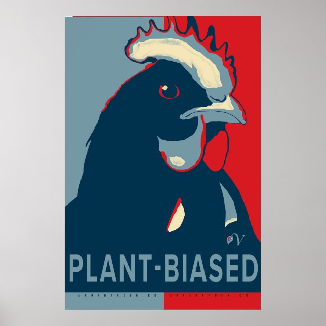 Red White Blue Pop Art Chicken Poster Plant-biased (Front)