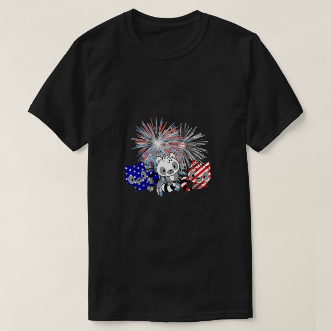 Red White Blue Racoon Fireworks 4th Of July Shirt (Design Front)