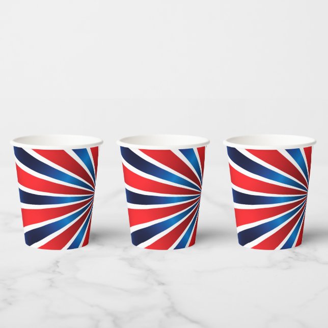 Red White Blue Radial pattern Paper Cups (Multi)