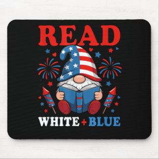 Red White Blue Reading Gnome Independence Day Mouse Mat