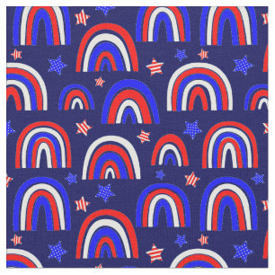 Red White Blue Retro Rainbow Fabric