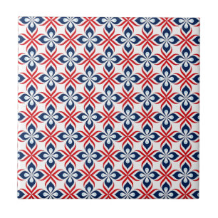 Red, White, & Blue Retro Style Tile