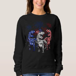 Red White Blue Rex Dinosaur Firework 4th Of July Sweatshirt