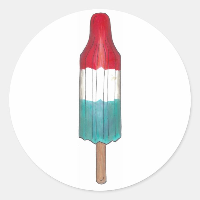 Red White Blue Rocket Pop Popsicle Patriotic USA Classic Round Sticker (Front)