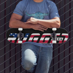 red white blue RUGGED GEEK US Flag Skateboard