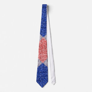 Red White Blue Sequin Effect Patriotic Necktie