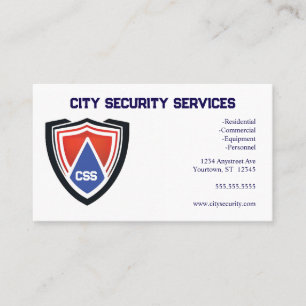Red White Blue Shield Security Protection Business Card