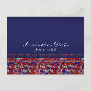 Red White & Blue Sparkle Sequins 4th of July Party Announcement Postcard