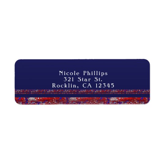 Red White & Blue Sparkle Sequins 4th of July Party Return Address Label