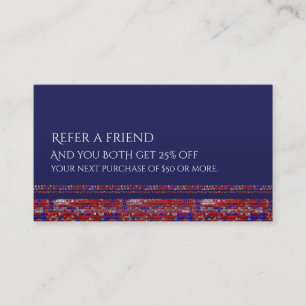 Red White & Blue Sparkle Sequins Refer a Friend Referral Card