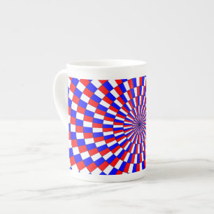Red White Blue Spiral by Kenneth Yoncich Bone China Mug