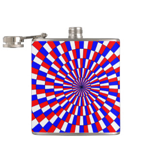 Red White Blue Spiral by Kenneth Yoncich Hip Flask