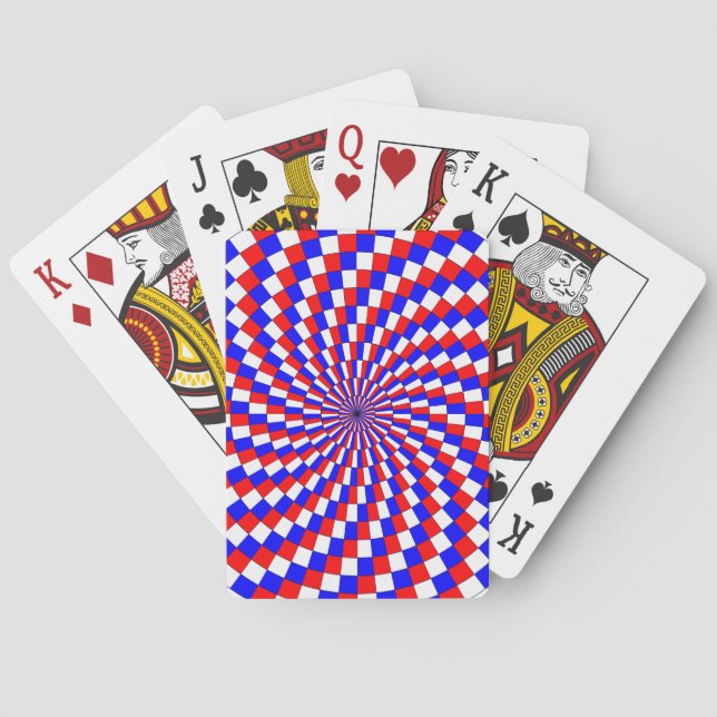 Red White Blue Spiral by Kenneth Yoncich Playing Cards (Back)