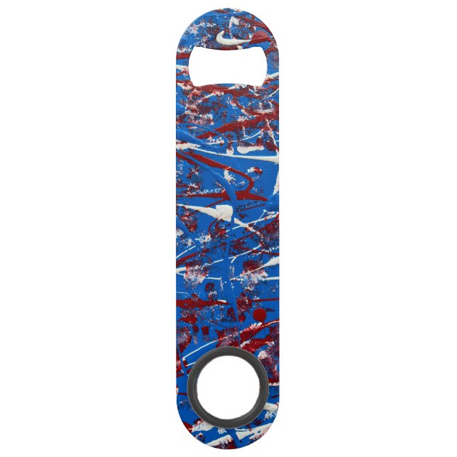 Red White Blue Stainless Steel Bottle Opener (Front)